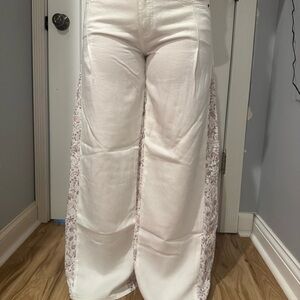 Lucky Brand White Pants with Floral Accents